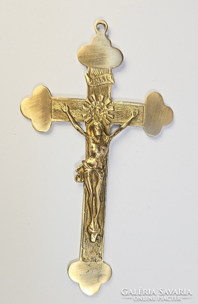 Vintage/régi katolikus aranyozott réz kereszt / feszület