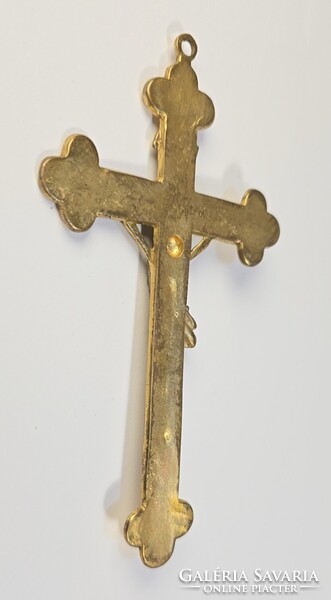 Vintage/régi katolikus aranyozott réz kereszt / feszület