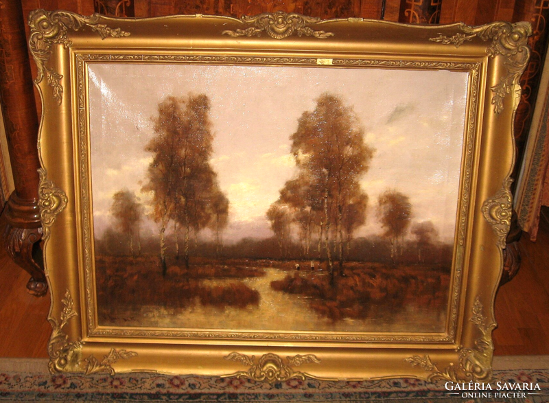 GARANTÁLTAN EREDETI VITÉZ  SASHEGYI KÁLMÁN / 1886-1940 / : MOCSRAS TÁJ GÓLYÁKKAL