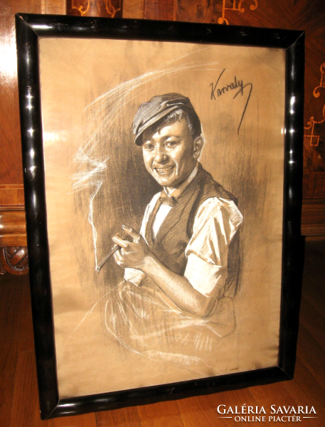 1800-as évekből GARANTÁLTAN EREDETI CSODÁS KARVALY MÓR  / 1860-1899 / : DOHÁNYZÓ INAS