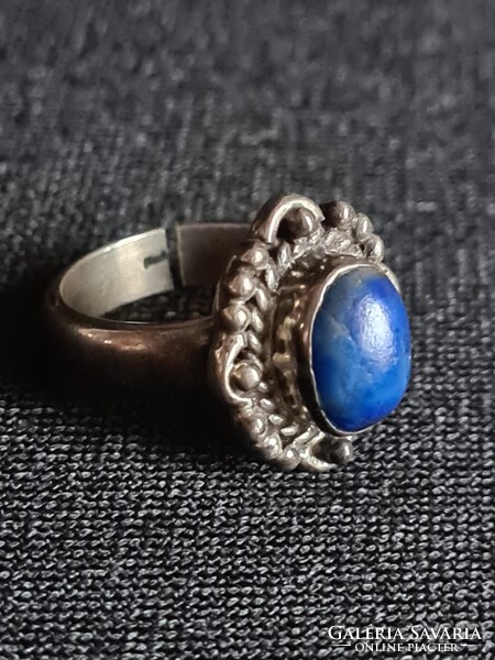 Kék köves lapis lazuli ékszerész által készített gyűrű és nyaklánc medál szett