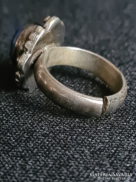 Kék köves lapis lazuli ékszerész által készített gyűrű és nyaklánc medál szett