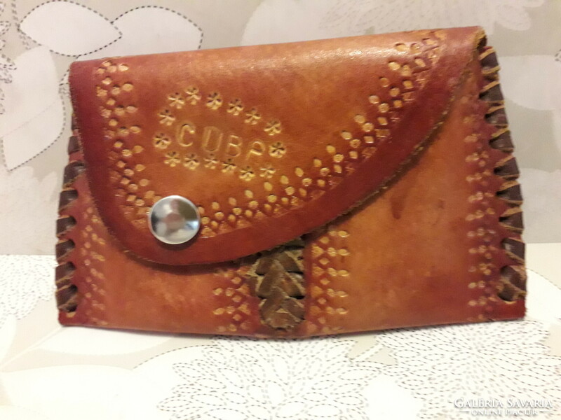 CUBA jelzésű barna bőr 1 fakkos pénztárca hibátlan 16x9cm.