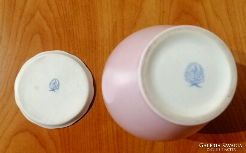 Herendi Pink Fond festésű váza + gyűrűtálka