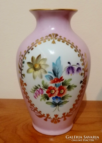 Herendi Pink Fond festésű váza + gyűrűtálka