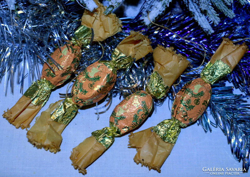 4 darab igazán Régi konzum szaloncukor  ,  karácsonyfadísz