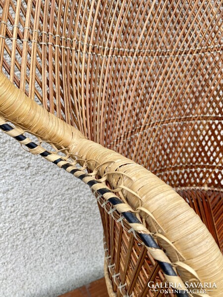 Vintage Pávafotel Boho Pávaszék Rattan Páva alakú Szék Nád Fotel Fonott Peacock Emmanuelle Chair