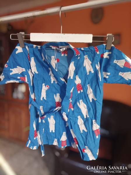 Tradicionális japán jinbei szett felső része, gyerek 100-as méret, 100% pamut. Teljesen új