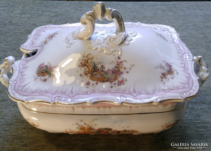 1903 körül - Hunwald Lipót kereskedés - Kolozsvár - leveses tál - szószos tál - 20 x 22 x 34 cm.