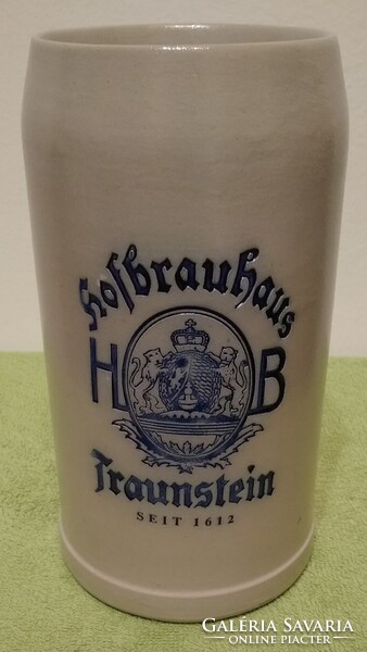 Kerámia söröskorsó - Hofbräuhaus Traunstein - 1 literes - 11 x 19,5 cm.