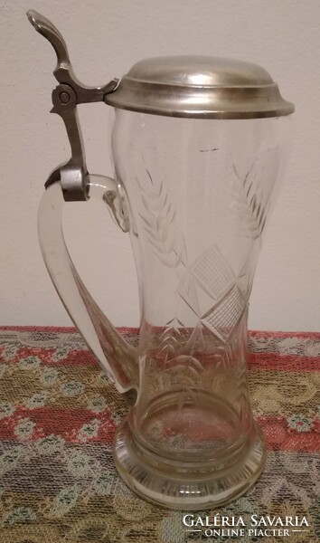 Rastal fedeles sörös korsó - csiszolt üveg - jelzéssel ellátott - RITKA! - 23 cm.