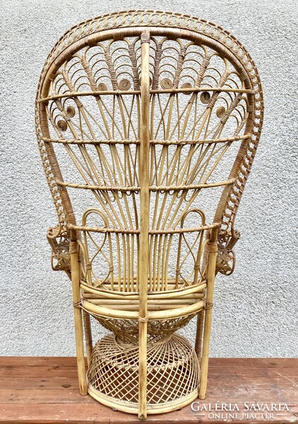 Vintage Pávatrón Pávafotel Pávaszék Karosszék Fotel Szék Páva Formájú Rattan Fonott Peacock Chair