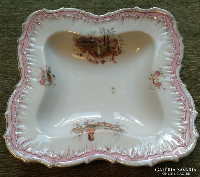 1903 körül - Hunwald Lipót kereskedés - Kolozsvár - gyümölcsös, vagy desszertes tál - 25 x 25 cm.