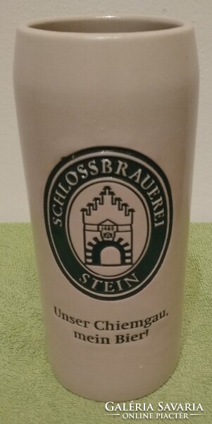 Kerámia söröskorsó - Schlossbrauerei Stein sörfőzdéből - 0,5 l. - 7,5 x 18 cm.