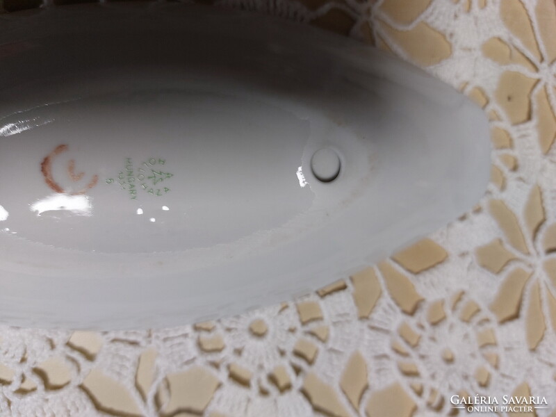 Hollóházi ritka, bordó lila eozin, márványos tálka