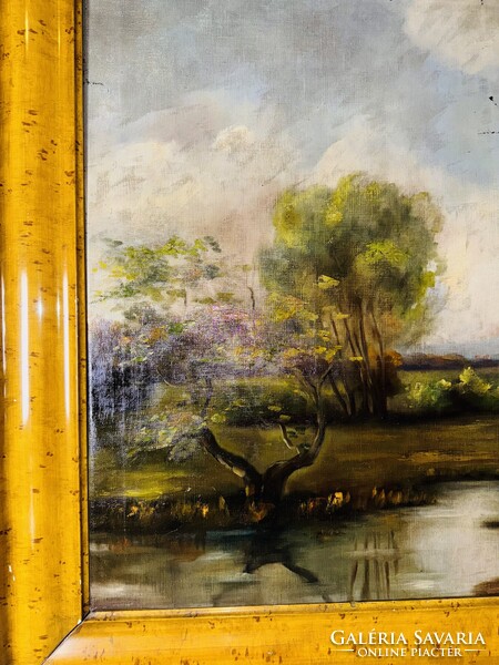 Alkonyi legelő csendje - Olajfestmény