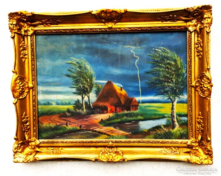 Kun I,(?) szignós festmény,50x70-s olajvászon