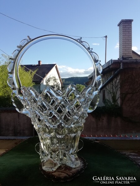 Broken art deco basket beautiful glass 29 cm high a poem