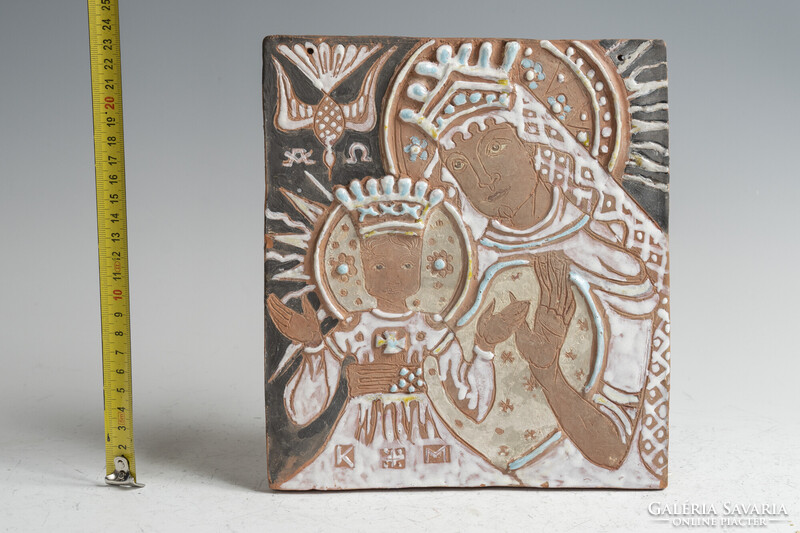 Kovács Margit faliplakett - Mária a gyermek Jézussal (25-0306)