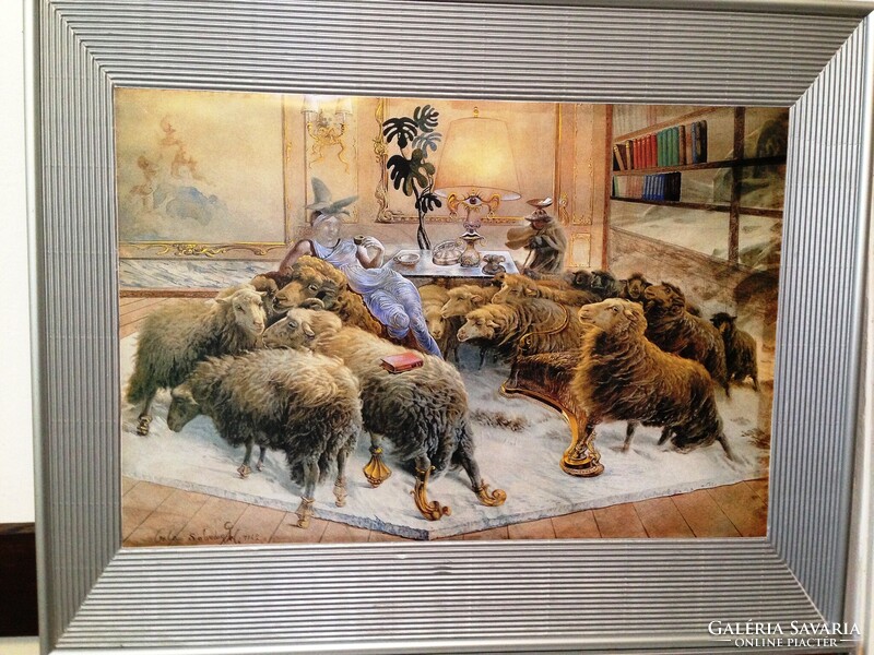 Salvador Dali műnyomat üveg nélküli fém keretben