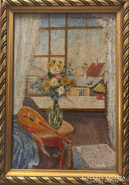 Halász-Hradil Elemér - Enteriőr mandolinnal 1920