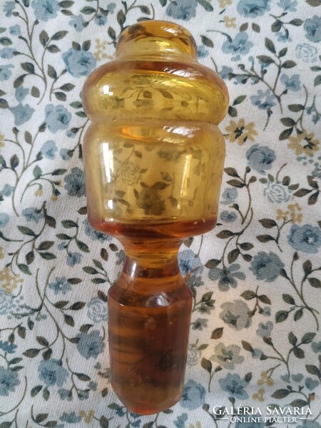 Borostyánsárga antik kristály üvegdugó