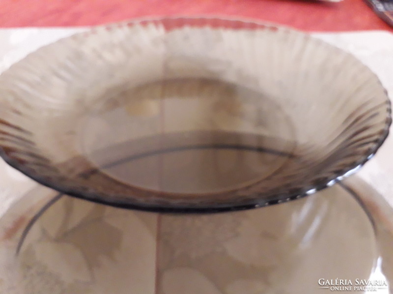 Füstszínű mikrózható kerek kínáló vagy sütő tál 28x6 cm. új