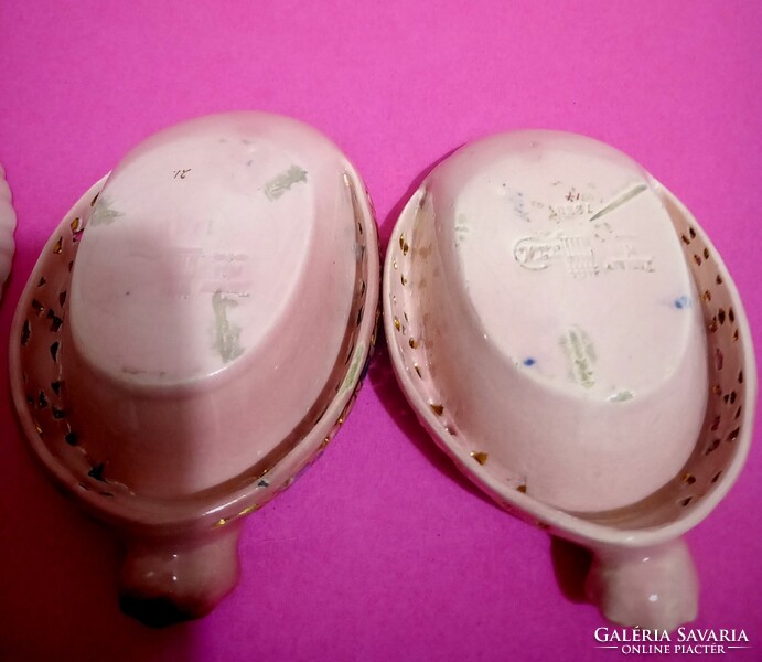Zsolnay Antik családi pecsétes majolika pink áttört tálkák