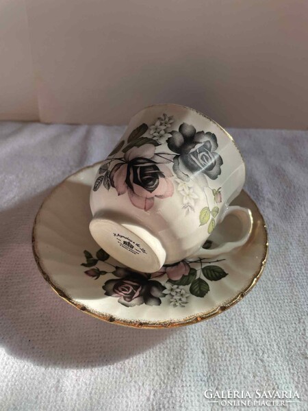 Angol  (aynsley) rózsás kávés csésze és alj.