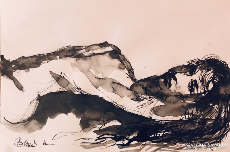 Kihívó. 21x15 cm. Ink art by Konrad Biro.