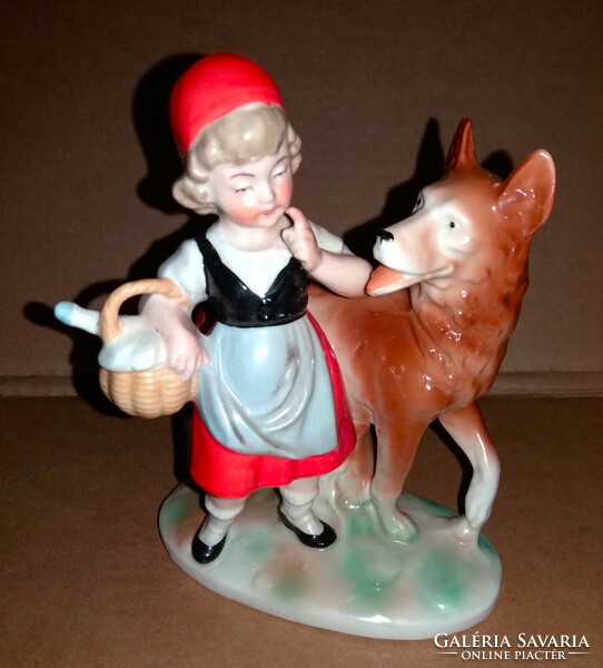 SZÉPSÉGES 1940'S Vintage NÉMET THÜRINGIA porcelán GRAFENTHAL -CARL SCHEIDIG - PIROSKA ÉS A FARKAS