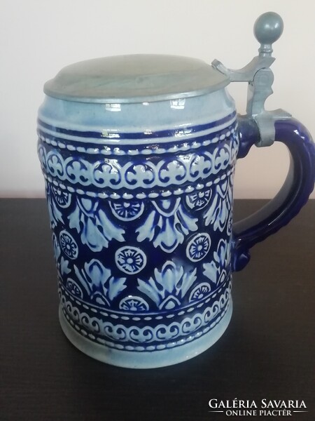 Német ón fedeles sörös korsó 2.