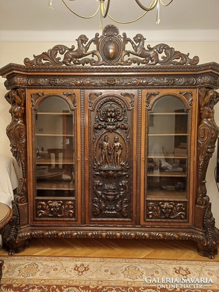 Neoreneszánsz, jó állapotú faragott dolgozó szoba garnitúra eladó!