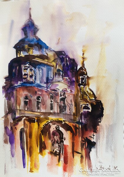 A titokzatos ház. Lendületes  akvarell illusztráció