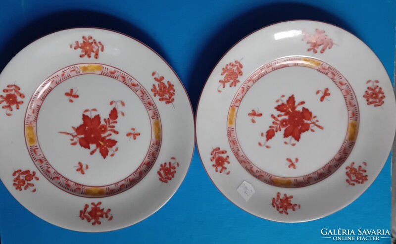2 Herendi süteményes tányér , tégla színű Apponyi mintával