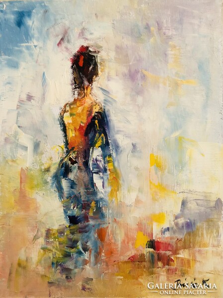 Elegánsan.Kvalitásos olaj farost  festmény . Egy hét-egy esély, ne hagyd ki!