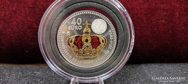 VI. Fülöp spanyol király ezüst colorizált érme – 40 EURO