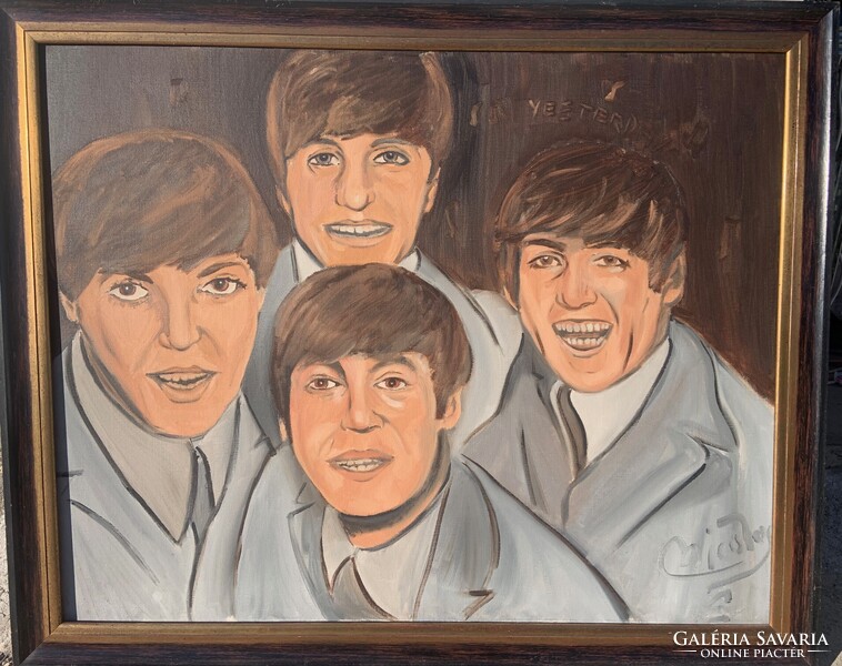 Beatles Yesterday festmény, 100x80 cm, kortárs, nem jegyzett festőtől
