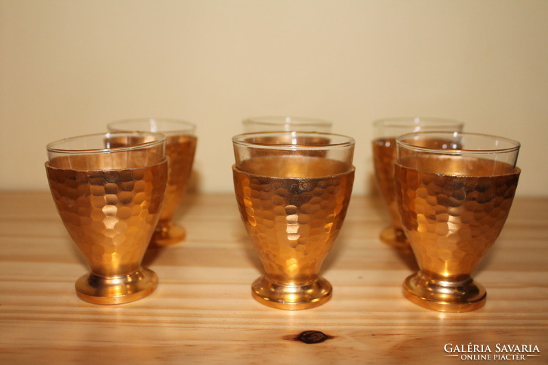 Hat darab retro fém pohár üveg betéttel  RETRO