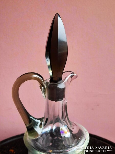 IngyenPosta:RITKA! Metszett / csiszolt kombinált színű üveg kiöntő