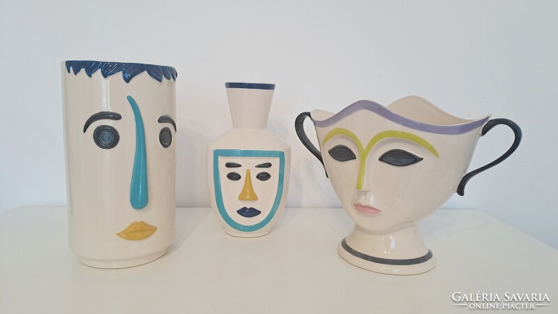 Kerámia váza trió, Picasso motívumokkal