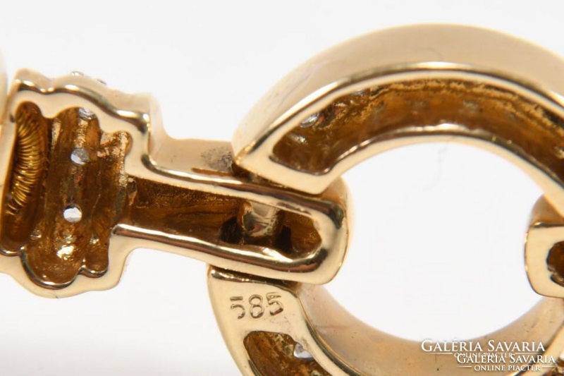 Gyémánt kapocs arany tagokkal dupla soros gyöngy nyakék.Igazolással