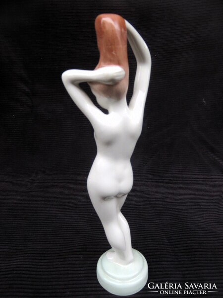 Retro Aqincum Porcelán Fésülködő Nő Akt Szobor