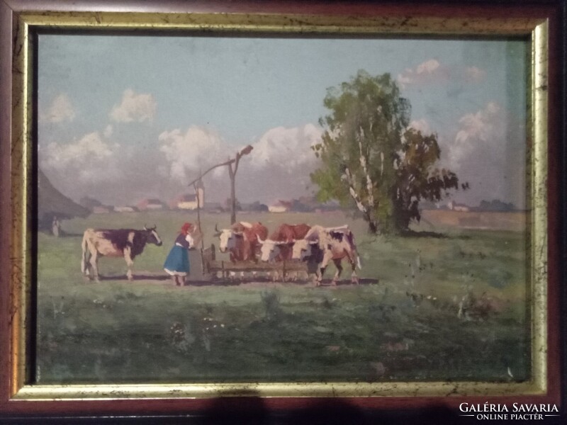 Hárencz János (1899-1969) - Itatás- tájkép - festmény