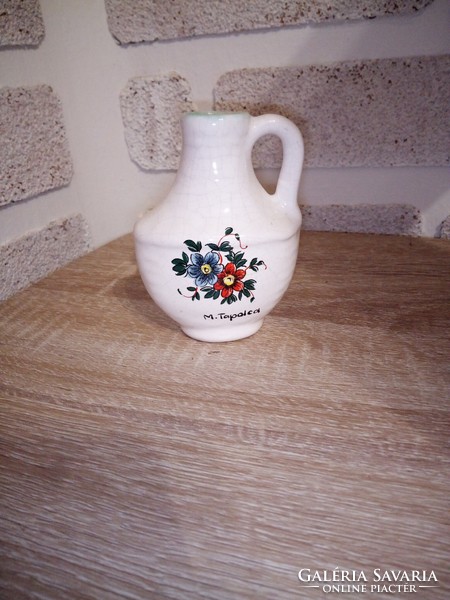 Bodrogkeresztúri kerámia Miskolc Tapolca emlék korsó. 10 cm.  Hibátlan.