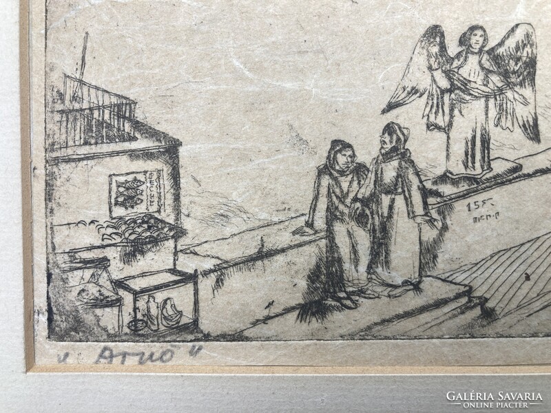 Vadász Endre (1901-1944): Arno, Firenze, 1929 - rézkarc, szignált, japán papíron