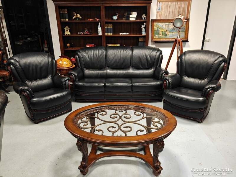 Klasszikus angol bőr ülőgarnitúra kanapé + 2 db. fotel gyönyörű , újszerű szép állapotban