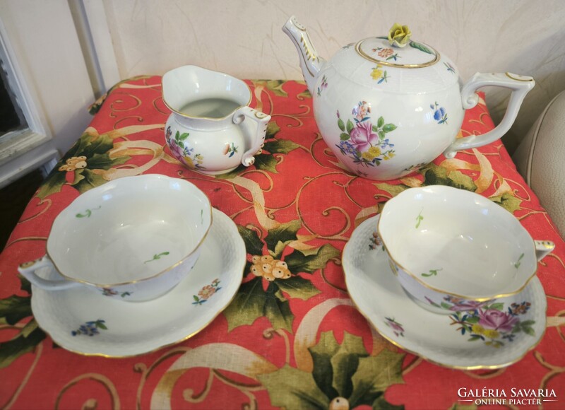 Herendi porcelán teàs készlet virág mintàs..HBC  Bouquet de Kornélia mintàs