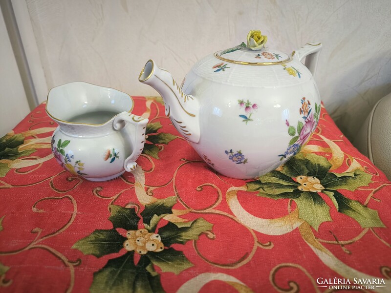 Herendi porcelán teàs készlet virág mintàs..HBC  Bouquet de Kornélia mintàs