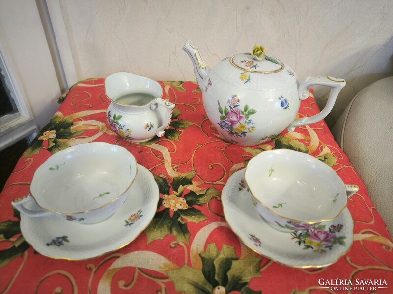 Herendi porcelán teàs készlet virág mintàs..HBC  Bouquet de Kornélia mintàs